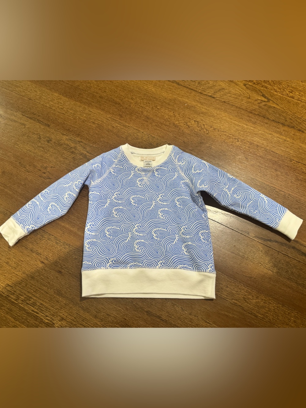 The Beaufort Bonnet Company blue waves pull over sweatshirt 3T